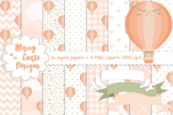 Hot Air Balloon Backgrounds Peach
