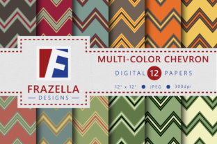 Retro Multi-Color Chevron Pattern Digital Papers