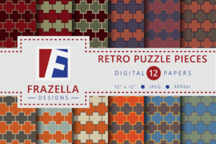 Retro Puzzle Pieces Digital Paper Collection