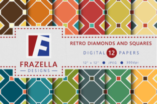 Retro Squares and Diamonds Digital Paper Collection