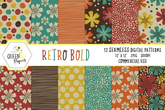 Seamless Retro Floral Digital Paper