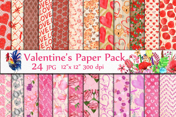 Valentine Digital Papers for Creative Projects