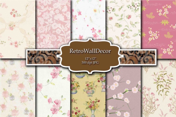 Vintage Floral Digital Paper Pack Roses